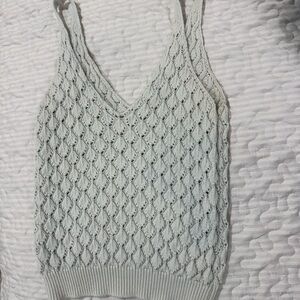 Source Unknown Textured Knit Crop Top - Light Gray